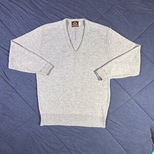 Vintage 70s Sedgefield Sweater Men’s Size M Heather Gray V-Neck Acrylic USA Made